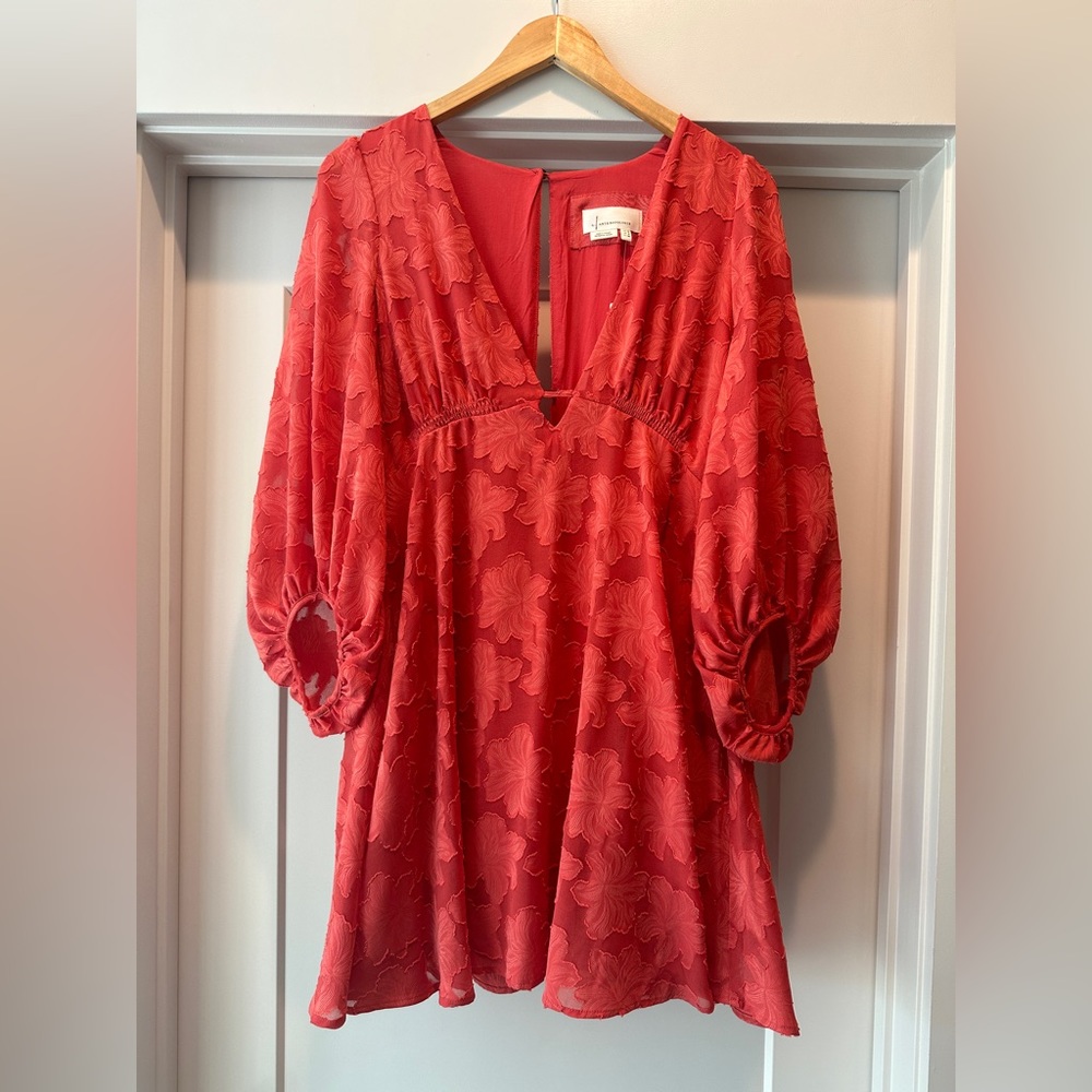 Anthropologie Floral Flounce Dress with Bishop Sleeves